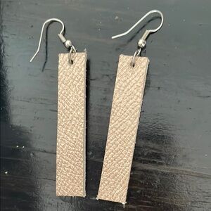 Metallic rose gold pained leather dangle earrings gs silver metal hooks